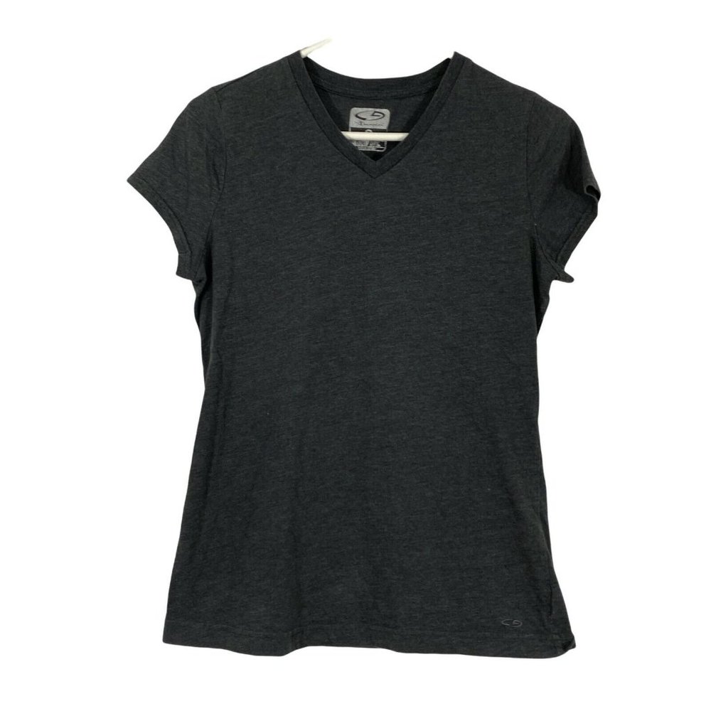 CG By Champion Womens Gray Duo Dry Cotton Blend Short Sleeves T Shirt Size Small